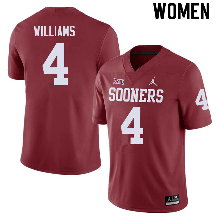 Women #4 Mario Williams Oklahoma Sooners College Football Jerseys Sale-Crimson